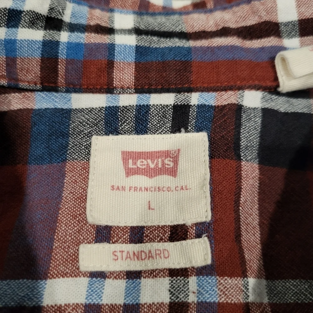 LEVI's Standard Fit Western Flannel Long Sleeve Button Up Shirt Mens Size Large